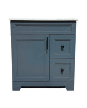 30" Dark grey vanity with quartz countertop