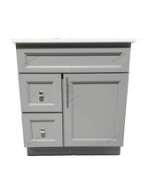 30" grey solid wood bath vanity with top and two drawers