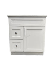 White solid wood bathroom vanity with quartz countertop 
