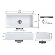 30" Porcelain Farmhouse Kitchen Sink – Flat Apron Front