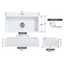 33" Porcelain Farmhouse Kitchen Sink – Flat Apron Front