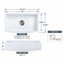 33" Porcelain Farmhouse Kitchen Sink – Curved Apron Front
