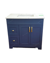 36" Navy blue vanity with sink
