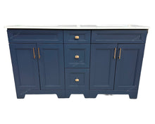 60" Navy blue double sink vanity