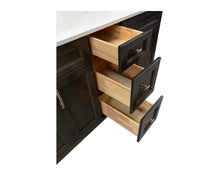 Iron grey bathroom vanity with two sinks and solid wood dovetail drawers