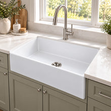 30" Porcelain Farmhouse Kitchen Sink – Flat Apron Front