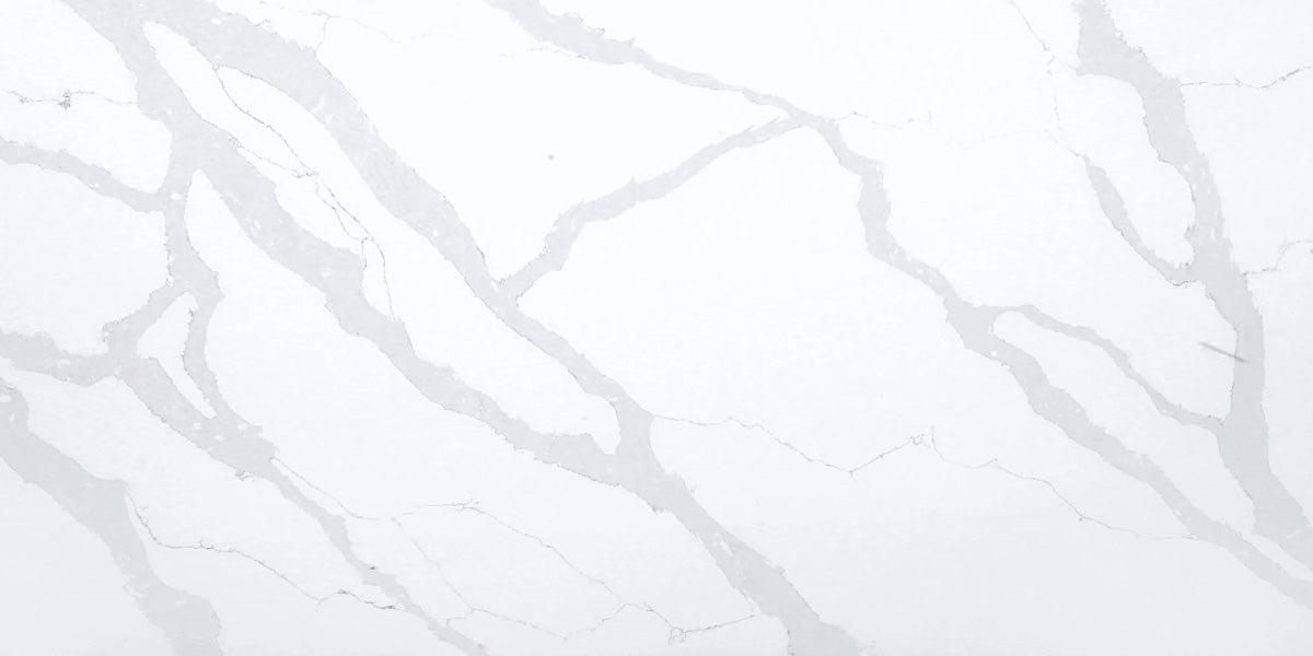 Morning Haze white quartz countertop slab with grey veining