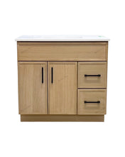 36" Wood Bathroom vanity with quartz countertop