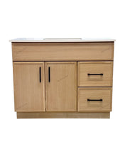 Slim Shaker style wood bathroom vanity with drawers