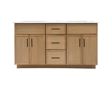 60inch oak wood bathroom vanity with double sinks