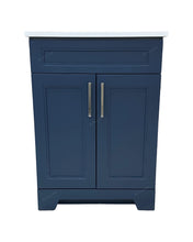 24" Blue bathroom vanity with quartz countertop for small bathrooms