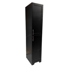 Black linen tower with right hand opening