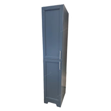 Dark grey linen tower with left hand opening