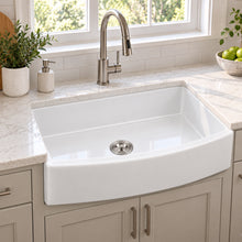 30" Porcelain Farmhouse Kitchen Sink – Curved Apron Front
