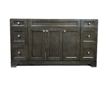 60" Dark wood bathroom vanity with multiple drawers and doors