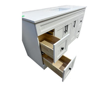 60-inch solid wood vanity with open dovetailed drawers