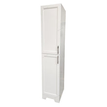 White solid wood linen tower for extra bathroom storage