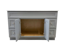 54inch light grey solid wood bathroom vanity with quartz countertop and sink