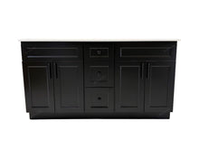 double sink black solid wood bathroom vanity with counter top
