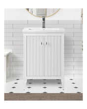 Verona 24" x 18.5" Fluted Bathroom Vanity with Ceramic Sink