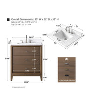 Aurora Horizon 30" Bathroom Vanity with Engineered Marble Top