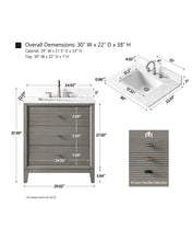 Aurora Horizon 30" Bathroom Vanity with Engineered Marble Top