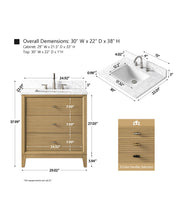 Aurora Horizon 30" Bathroom Vanity with Engineered Marble Top