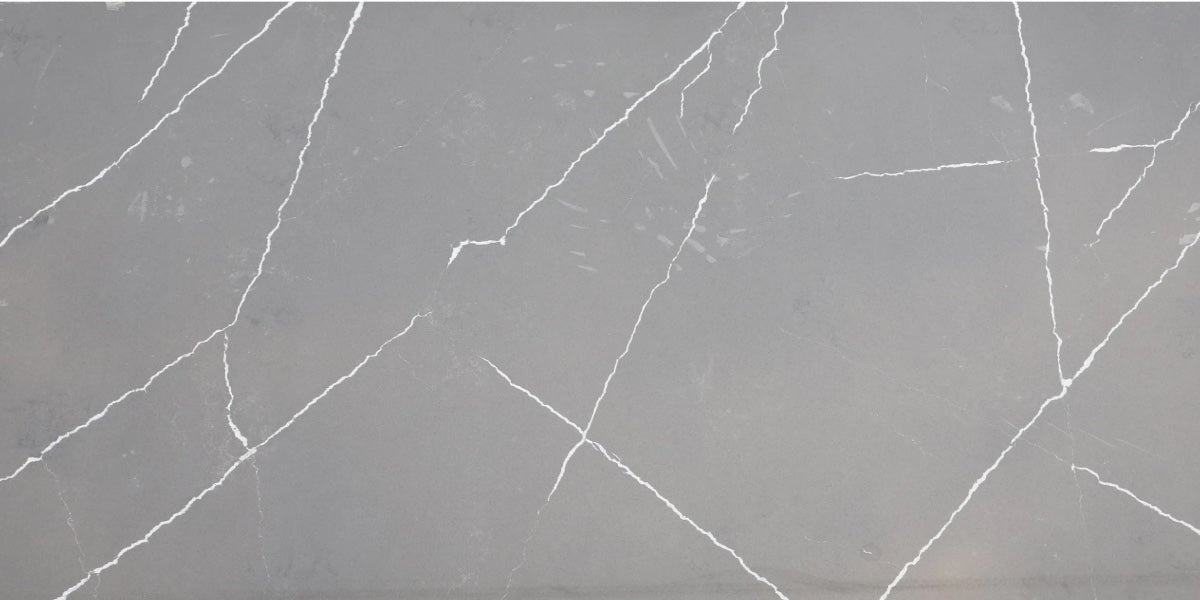 Slate Vein grey quartz countertop slab with white veining