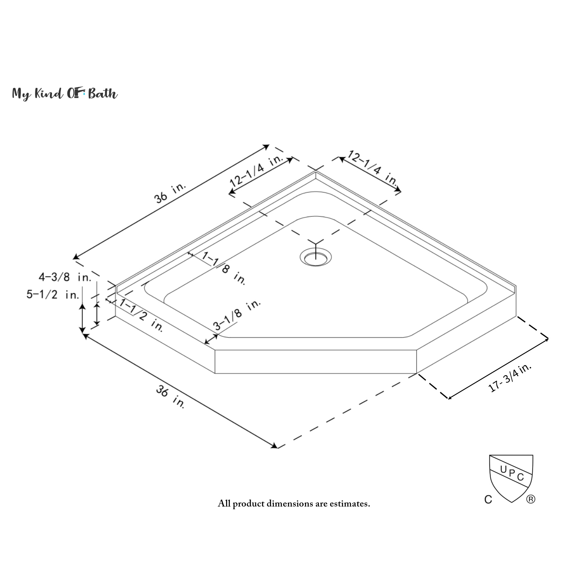 36''x36'' Neo Angle Corner Shower Base– My Kind of Bath